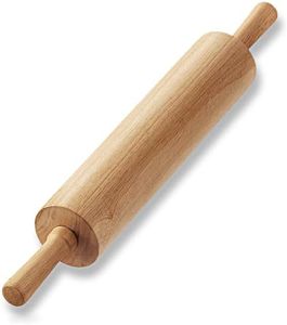 Classic Wooden Rolling Pin for Baking Non Stick, Ergonomic Design, 43 cm Length, Brown for Baking Needs