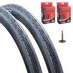 Vandorm Set of Bicycle Tyres 700 x 35c (37-622) City Urban Slick 700c Hybrid Tires with Presta Valve Inner Tubes (Pack of 2)