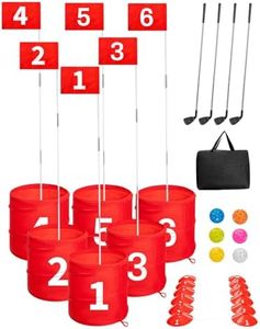 SJEhome 6 Hole Backyard Game Golf Yard Practice, Outdoor Indoor Backyard Golf Game Gifts for Yard, Lawn, Park, Yard, Beach (6 Hole Golf Game)