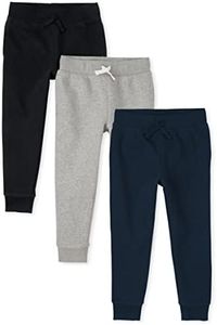 The Children's Place boys Active Fleece Jogger Pants, Black/New Navy/Smoke 3 Pack, Medium US