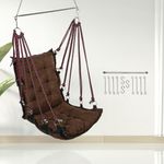 curio centre Swing/Swing for Balcony/Swing for Adults/Swing Chair for Adults for Home/Hammock Swing for Adults/Swing Chair Wooden - Brown (200 Kgs Capacity, Free Hanging Accessories)