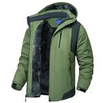 Rapoo Mens Winter Coats for Men Winter Jackets for Men Rain Waterproof Windbreaker Jackets Coats for Men Fleece Warm Snowboard Ski Snow Casual Insulated Jacket Coats for Men Green 3XL