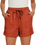 SMENG Summer Casual women's shorts Fashion Loose Pants for Women Workout Drawstring ladies shorts Lounge with Pockets Orange XL