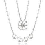 Get Fatang Stainless Steel Four Leaf Clover Necklace Cum Heart Necklace for Women Valentine's Day Gift Birthday Gift for Women Girls (Chrome Finish)