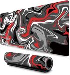 Ink Painting Mouse Mat, XL Gaming Mouse Pad, Office Mousepad with Anti-Slip Base, Precise Control Gaming Mouse Pad, Large Mice Mat Desk Pad with Stitched Edges (Black and Red Fluid Art)