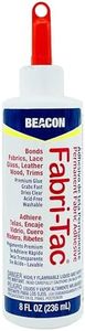 Beacon Fabri-Tac 236ml Large Bottle, Clear - Permanent Adhesive Fabric Glue - Strong Leather Glue for Lace, Glass & Trims - Quick Drying Craft Glue for Upholstery, Home decor & Household Repairs