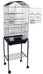 Yml 6804 3/8-Inch Bar Spacing Tall Shall Top Bird Cage with Stand-18-Inch X14-Inch in Black