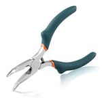 SPEEDWOX Bent Nose Pliers with Cutter 5 Inch Curved Serrated Jaw Convex Shoulder Precision Jewelry Pliers Curved Chain Nose Pliers for Wire Wrapping Beading Craft Tool