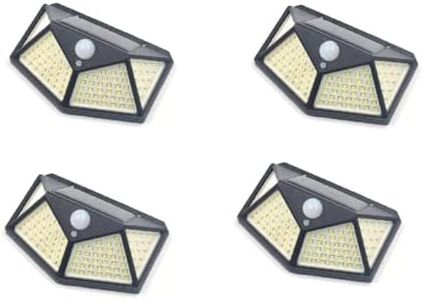 Luz Solar Exterior, 100 LED/270° Iluminación (1000 Lumens) Brillo Alto, lampara exterior solar con Sensor de Movimiento, 3 Modos IP65 Impermeable Focos Led Solares para Jardín, Garaje, Pack (4Ud)