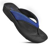 AEROTHOTIC Women's Strait Orthotic Thong Sandals (Navy, 9)