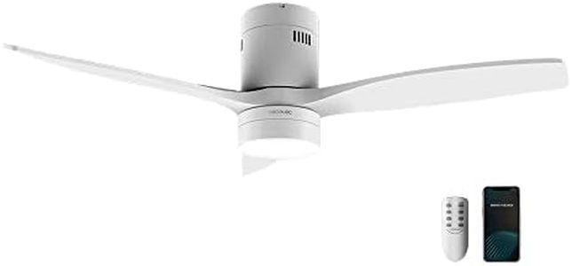 Cecotec Ventilador de Techo con Luz y Wifi EnergySilence Aero 5600 White Aqua Connected. 40 W, 52” con 3 Aspas, Mando a Distancia, Protección IP44, Modo winter-summer, Temporizador
