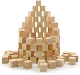 Enkrio Wood Blocks for Crafts 3/4 Inch Wooden Cubes Pack of 100 Unfinished Wood Square Blocks for DIY Projects