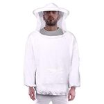 Flexzion Beekeeping Jacket - Premium Beekeeper Pull Over Suit Coat Outfit with Protective Veil Smock Hood for Beginner & Commercial Bee Keepers, Large