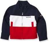 Tommy Hilfiger Boys' Adaptive Seated Fit Jacket with Velcro Brand Closure, Navy Blazer, Bright White, Apple Red, Medium