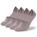 Supersox No Show Loafer Socks For Men - 4 Pairs Stylish Cotton Socks, Moisture Wicking with Anti Slip for Everyday Use, Free Size (Pack of 4) (Grey)