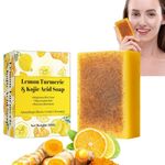 Kojic Acid Soap,Turmeric Soap Bar,Lemon Turmeric Kojic Acid Soap Bar for Acne,Fine Lines,Kojic Acid Soap Original for Deep Cleansing,Turmeric Brightening Soap Smooth Skin,Dark Spot Corrector Remover