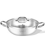 LOLYKITCH 13 Inch Tri-Ply Stainless Steel Sauté Pan with Lid,Everyday Pan,Kadhai,Large Skillet,Jumbo Cooker,Induction Deep Frying Pan,Dishwasher and Oven Safe.(12-3/4 Inch 5 Quarts)