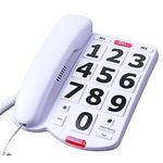 Benotek Corded Big Button Landline Phones for Seniors Home, Single Line Easy to Read Desk Telephone for Visually and Hearing Impaired Old People, Wired Extra Louder Ringer Home Phone