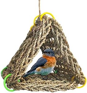 Tfwadmx Bird Seagrass Hammock Tent, 3Pcs 7x7in Seagrass Mat for Birds, Hanging Parrot Toys, Counre House Hut Hideout for Parakeets, Lovebirds, Budgies, Cockatiels