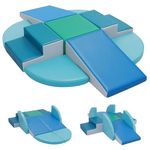 JungleDove Indoor Soft Play Set for Toddlers - 9 PCS Foam Climbing Blocks with Waterproof Blocks - Educational Climbing Toys for Kids 3+ Years, for Motor Skills Development (Sea Blue)