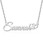 ITESSY Personalised Name Necklace with Heart Sterling Silver Gold Rose Gold Plated Nameplate Necklace Custom Name Necklace for Womens Girls