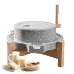 Manual Stone Grain Mill, Natural Granite for Grinding Dry and Wet Foods, Perfect for Homemade Paste and Flour