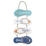 YiYa Nautical Beach Flip Flop Wall Ornament, Wooden Slippers Hanging Decoration Ocean Home Decor for Wall and Door, White, Blue