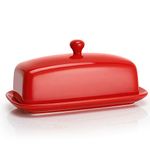 Sweese 3172 Porcelain Butter Dish with Lid, Perfect for East/West Butter, Red