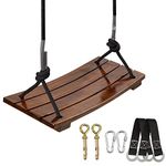 PELLOR Wooden Swing Seat, Carbonized Beech Wood Swing Set Tree Swings for Kids Children Adults Indoor & Outdoor Garden Play, Max Load 440lbs (Brown)