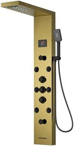 Brushed Gold Shower Panel Tower System 5 In 1 Stainless Steel Shower Tower