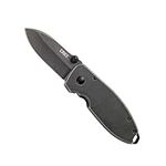 CRKT Squid Folding Pocket Knife: Compact EDC Straight Edge Utility Knife with Stainless Steel Blade and Framelock Handle - Black Stonewash 2490KS