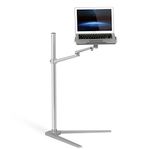 Thingy Club 3 in 1 360º Rotating Height Adjustable Laptop Stand/Ipad Pro 12.9"/iPAD Air/iPAD mini/other 4'-13' Tablet and Smartphone - Bed floor Stand for Laptop (12-17 inch) (Silver)