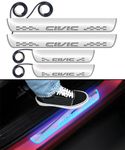 CARZEX Car Door LED Foot Step Sill Plate with Mirror Finish LED Car Sill Plate Compatible with Honda Civic Car (Set of 4PCS,Blue)