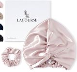 LaCourse 100% Genuine 22Momme Silk Bonnet for Sleeping, Double-Layered Mulberry Silk Hair Wrap with Premium Elastic Stay on Head. (One Size, Pink)