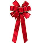 Christmas Large Bows with Gift Box, Gold Wired Red Velvet Bows for Wreath Floral, Christmas Tree Topper, Outside Bowknot Red Bow for Car Wall Garden Yard Front Door