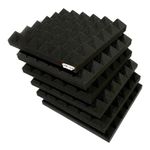 URBAN-X® Pyramid Soundproofing Studio Acoustic Foam 1'x1' - 2 Inches 50D High Density, Soundproof Foam, Noise Reduction Panels, Echo Absorption (Black, Set of 1)