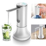 AngelReally Desktop Water Dispenser with Base, Electric Folding Water Pump with USB Charging and Auto-Off,Desktop Water Pump for Universal 2-5 Gallons, Touch Screen and Low Noise