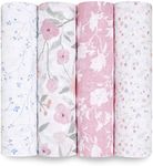 aden + anais 100% Cotton Muslin Swaddle & Receiving Blankets for Baby Girls & Boys, 120x120cm, Ideal Newborn & Infant Swaddling Wrap Set, Perfect Shower Gifts, 4 Pack, ma Fleur