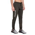 BLUE STAR SHARK Premium Men's Lycra Stretchable Regular Fit Stylish Jogger Track Pants | Smooth Soft Feel, with Pockets | Logo on Front (Pack of 1) Olive