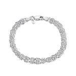 Amberta Unisex's 925 Sterling Silver Byzantine Chain Bracelet: 19 cm / 7.5 inch - Rounded Design