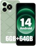 Unlocked Cell Phone Canada, Ulefone Note 19 (6+64GB) Smartphone, Android 14 Go, Octa-core, 6.56” HD+, 8MP+5MP, 5000mAh, Global 4G LTE, 3-Card Slot/Face Unlock/GPS - Green