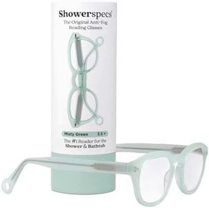 Showerspecs Anti Fog Glasses for Reading – Women's and Men's Reading Glasses 4+ with Anti Fog Coating – Handmade and Lightweight with Hook for Clear Vision in Steam and Showers (Misty Green)
