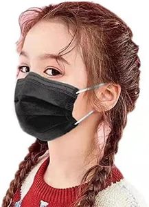 Kids Face Mask Disposable 3 Ply 100 PCS Ages 4-12 Children Size Breathable Boys Girls Mouth Cover Face Masks with Earloops Black