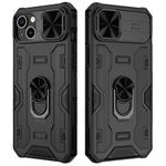 VEGO for iPhone 15 Case, iPhone 15 Kickstand Case with Slide Camera Cover & Built-in 360° Rotate Ring Stand Magnetic Shockproof Phone Cover Case for iPhone 15 6.1 inches 2023 - Black