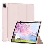 FANSONG Case for iPad Air 13 2024, Cover for iPad Pro 12.9 inch 2022 2021 2020 2018 Generation with Auto Wake/Sleep TPU Smart Cover Flip Stand Slim Pencil Holder for iPad Pro 6th 5th 4th 3rd(Pink)