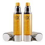 GK HAIR Pack of 2 Keratin Travel Size Anti-Frizz Serum -Vegan Organic Argan Oil Hair Smoothing Strengthening Treatment Hydrating Nourishing Heat Protection Shine Repair for Dry Damaged -100ml