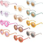 12 Pairs Kids Round Flower Sunglasses Flower Shaped Sunglasses Cute Outdoor Sunglasses Eyewear for Kids