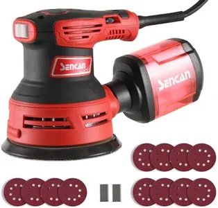 Palm Sander, 5 inch Electric Random Orbital Sander with Vacuum Dust Collector, 12000RPM 6 Variable Speeds Hand Sander Tool for Woodworking, 2.4A, 8.9 Feet Cord, Red