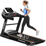 Sparnod Fitness STH-1200 Motorized Treadmill for Home Use, 4 HP Peak DC Motor, 12 km/hr Speed, 110 kg Max User Weight, 12 Preset Workouts, Manual Incline, Hi-Fi Speaker, Safety Key