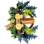 Soosubel Half Coverage Wreath, 22 Inch Spring Wreaths for Front Door Outside,Artificial Wreath for Summer, Welcome Front Door Wreath for Farmhouse
